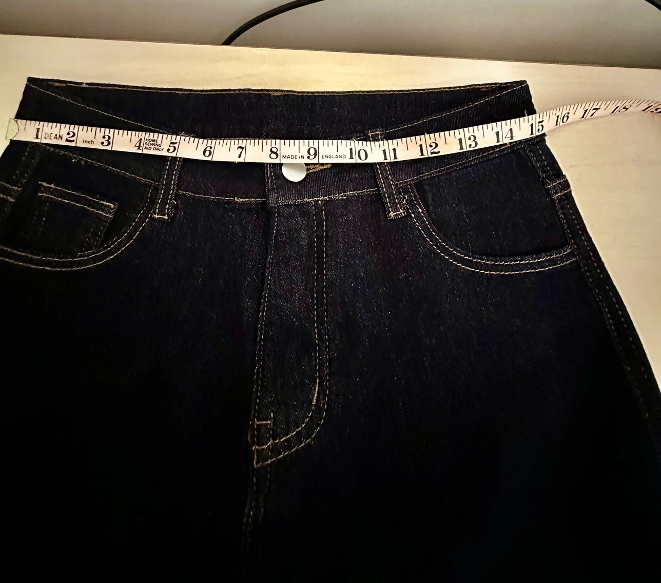 Dark Blue high waisted Stretchy Wash Wide Leg Ladies Jeans - photo 5
