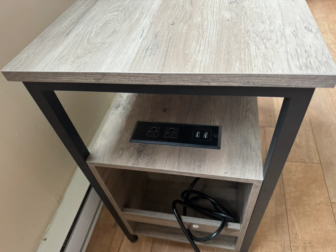 End Table with Built-in Outlet and USB Ports - photo 3