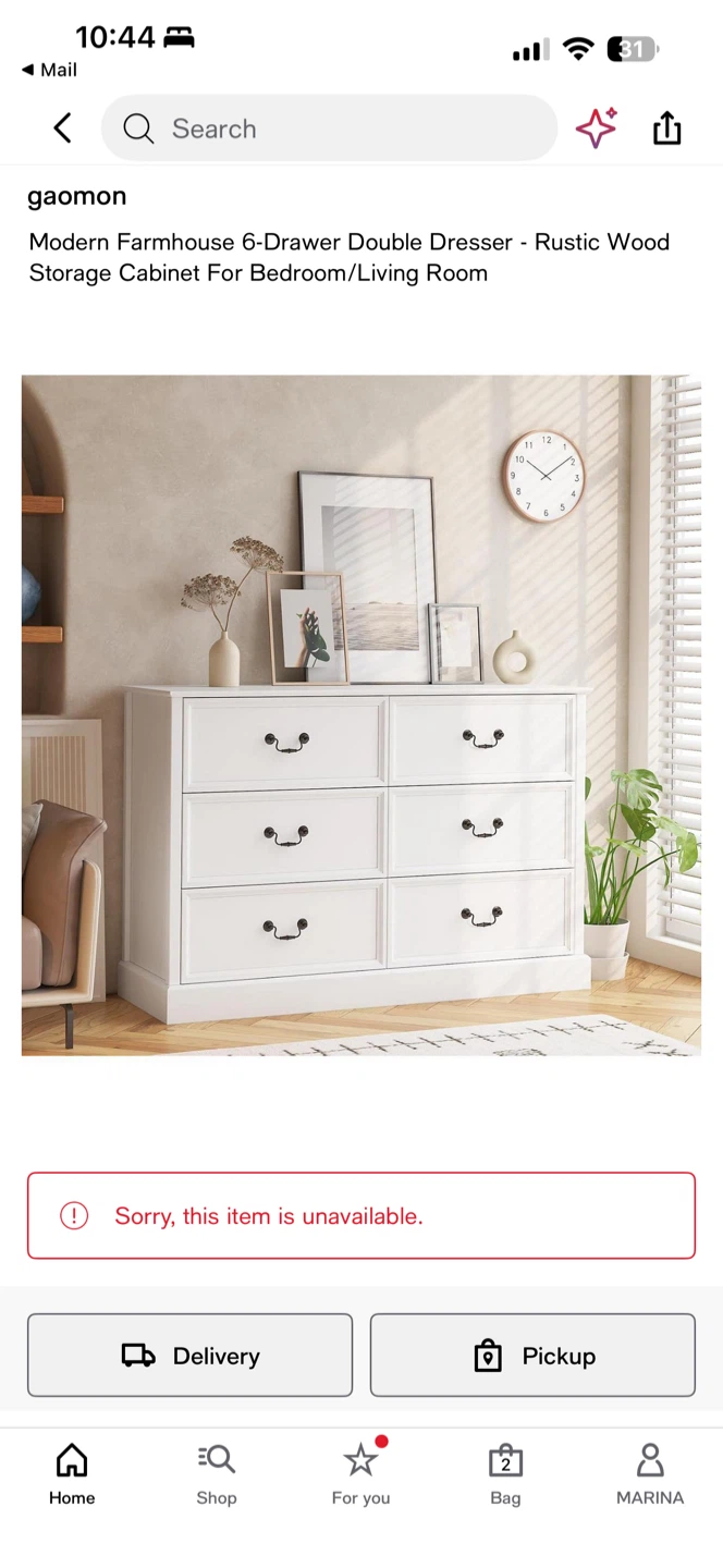 gaomon Modern Farmhouse 6-Drawer Double Dresser