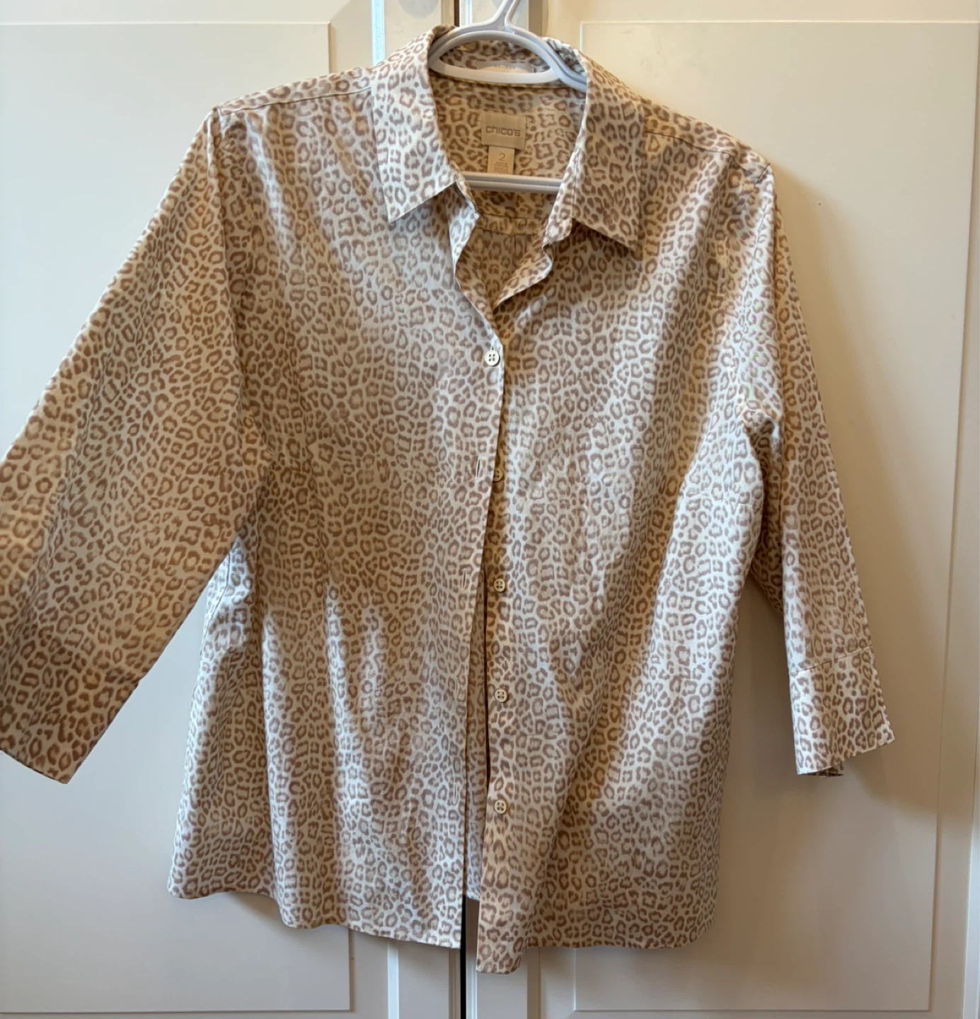 Chico's Leopard Print Shirt - Size 2 (12/14)
