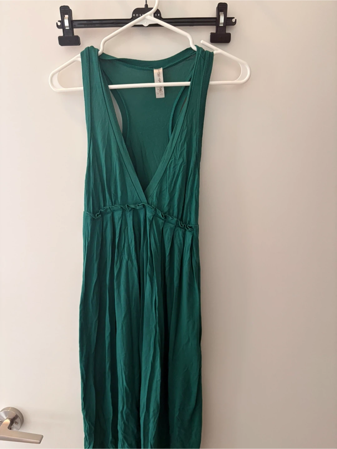 Green deep V dress