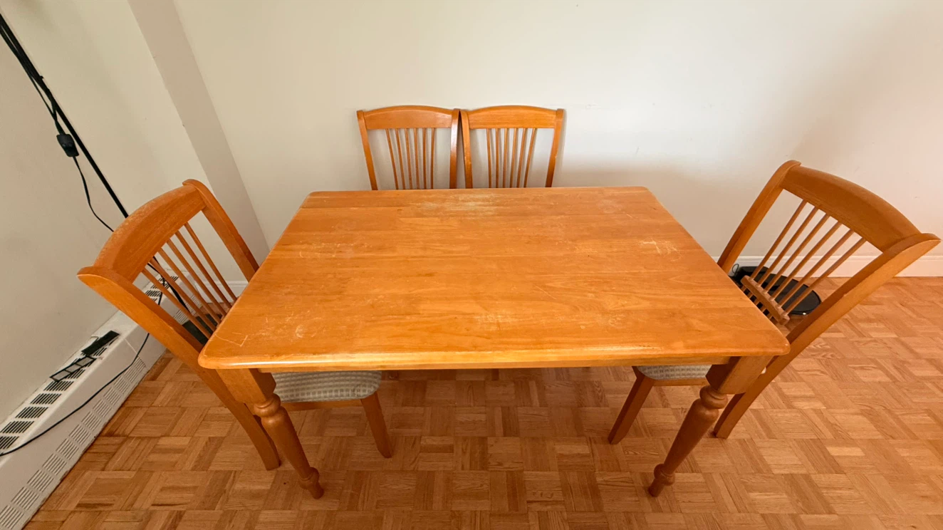 Wooden Dining Table with 4 Chairs