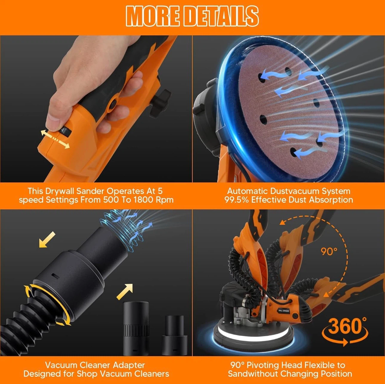 Retractable Drywall Sander with Dust Collection - photo 5