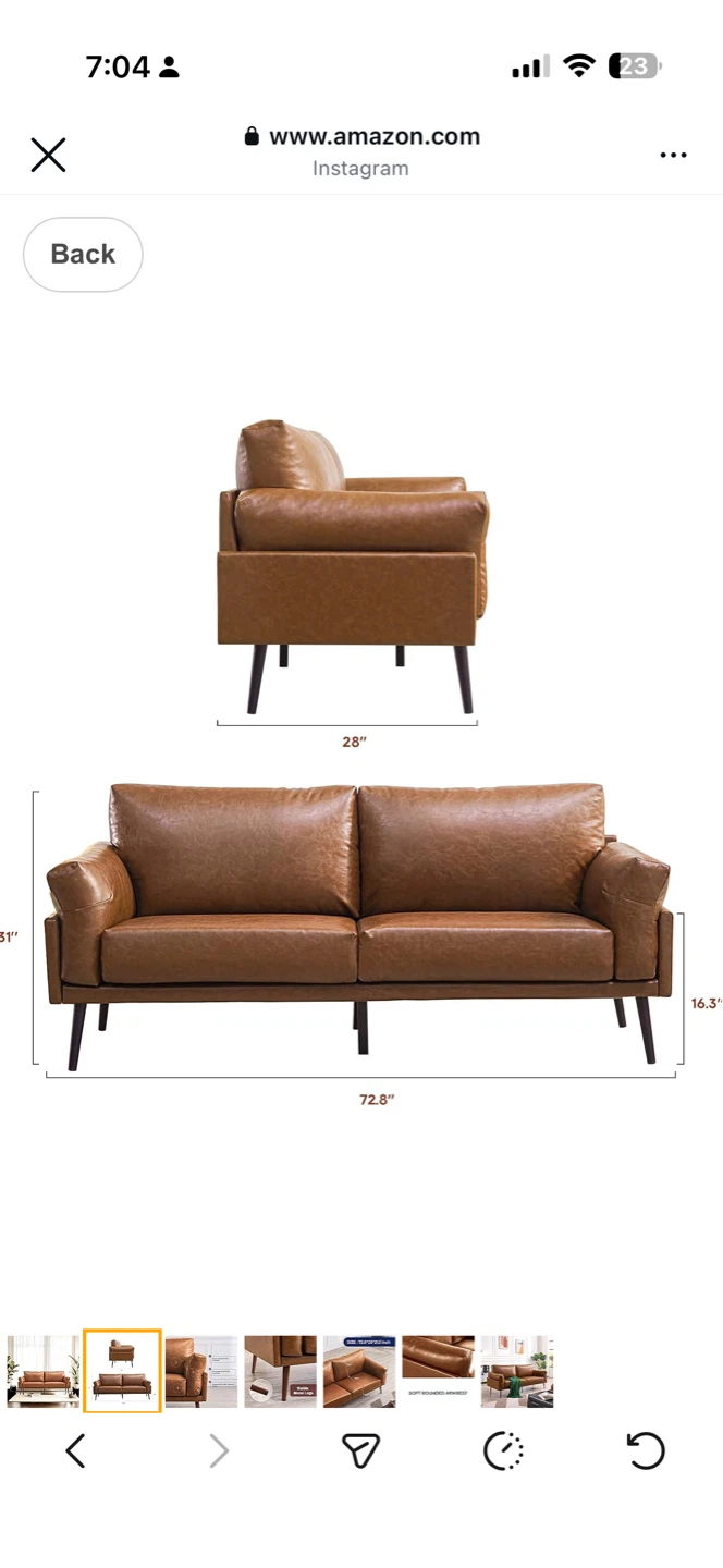 Brown Faux Leather Sofa with 2 Reversible Chaise - photo 2