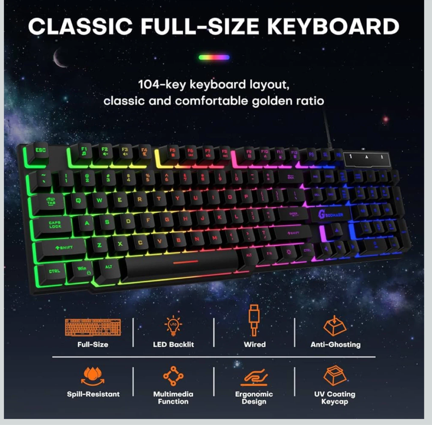 Gaming Keyboard with RGB Backlight - photo 3