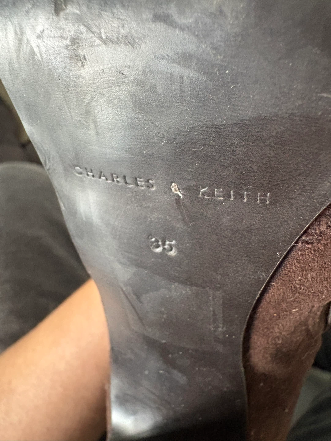 Charles & Keith Brown Suede Knee-High Boots Size 35 - photo 3