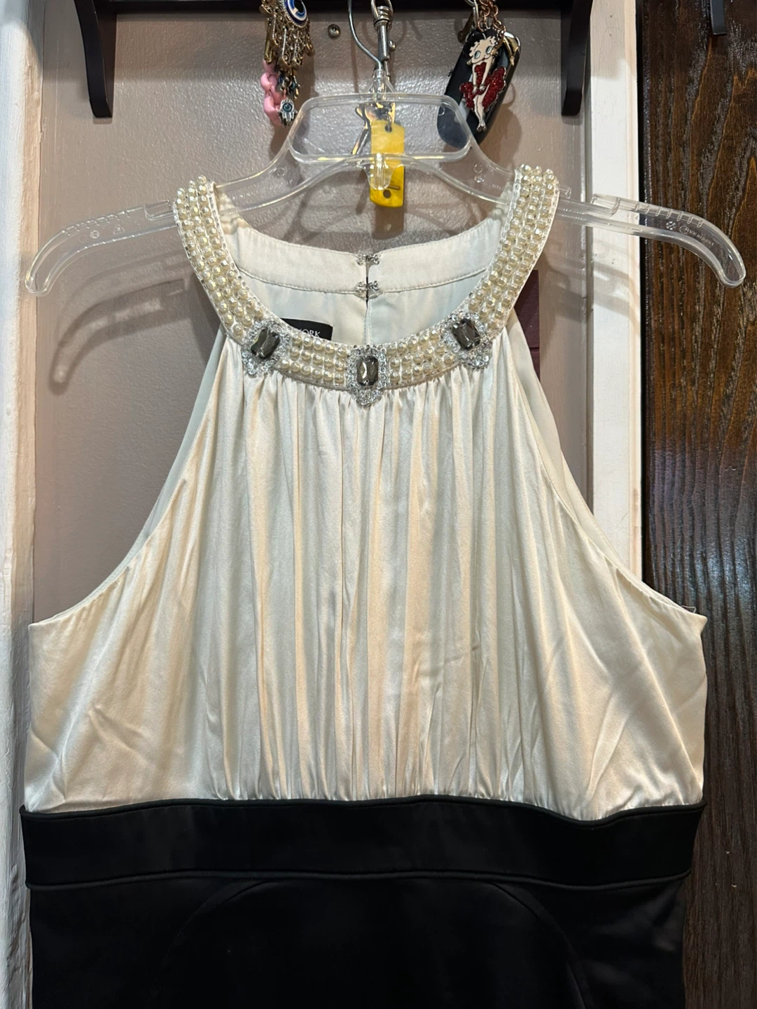 Jones New York  Two-Tone Pearl Halter Midi Dress - Size 12 - photo 2