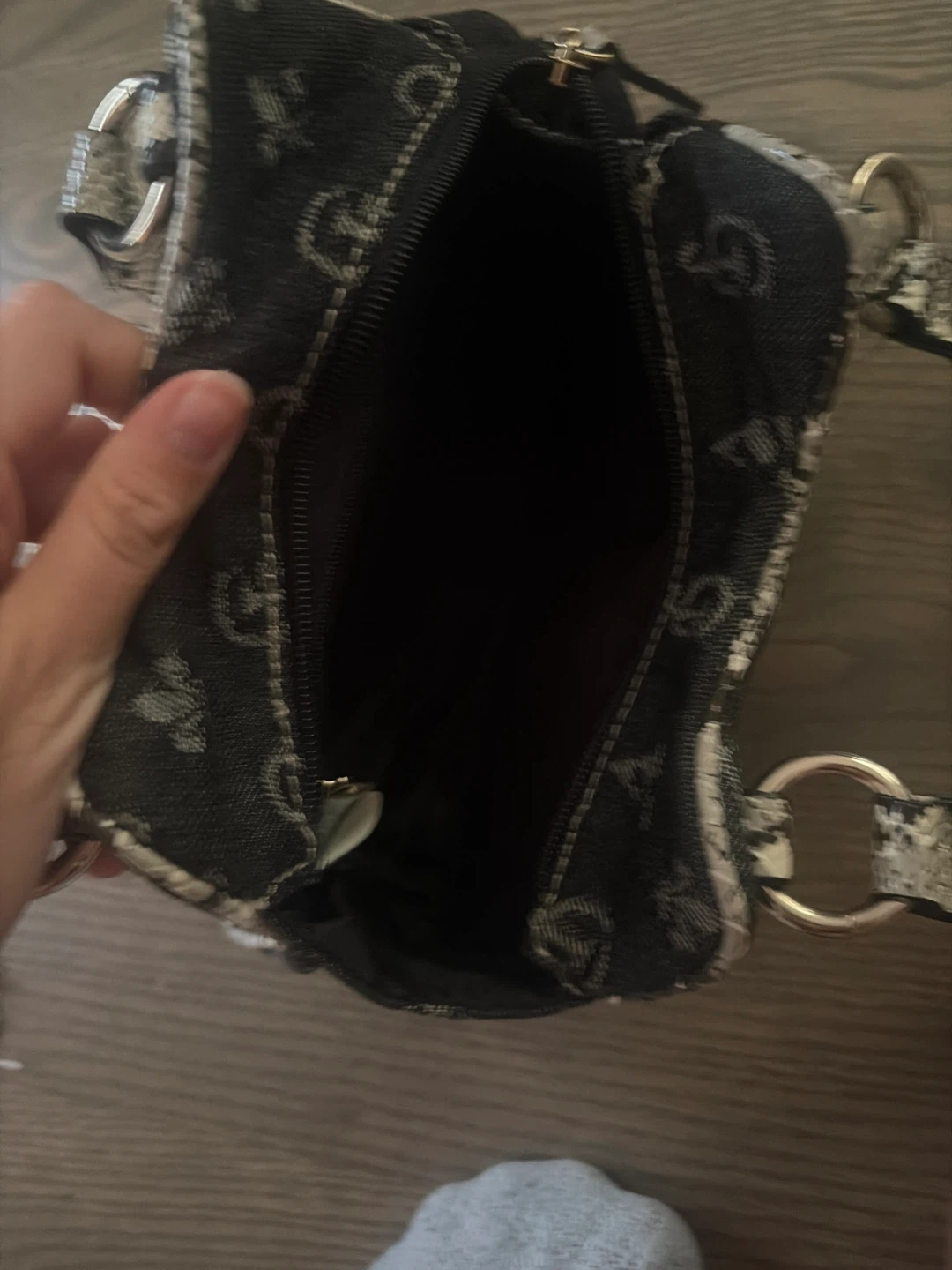 Guess Denim and Snakeskin Trim Handbag - photo 4