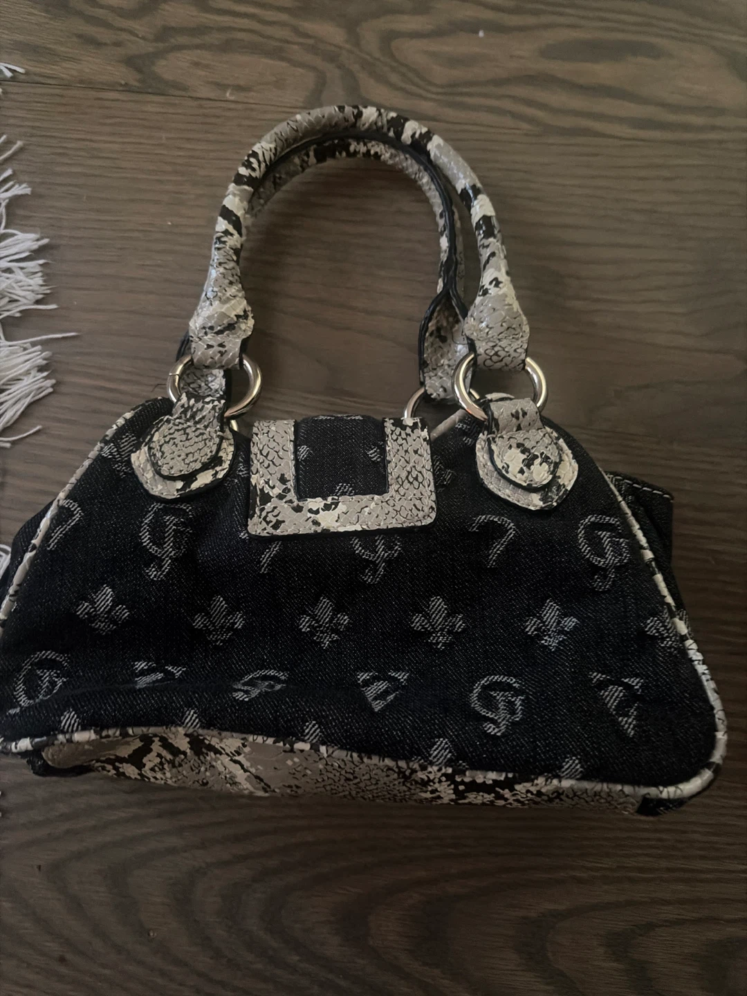 Guess Denim and Snakeskin Trim Handbag - photo 2