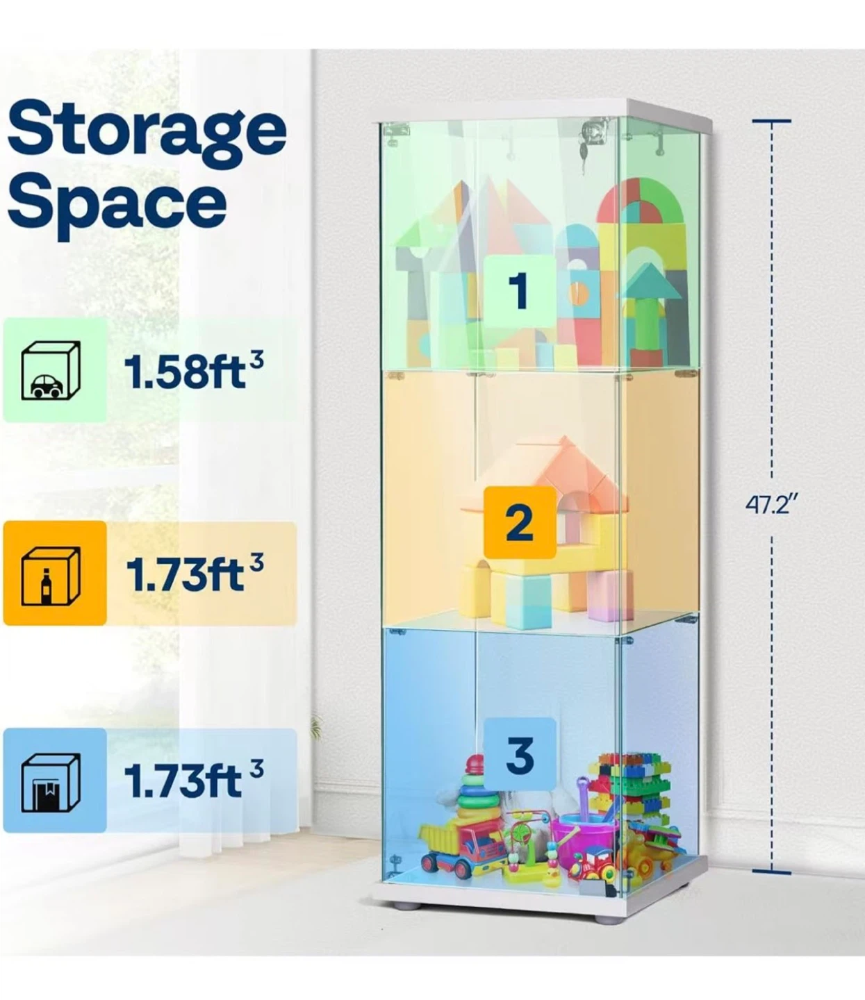 VIVOHOME Display Cabinet with Glass Doors - photo 5
