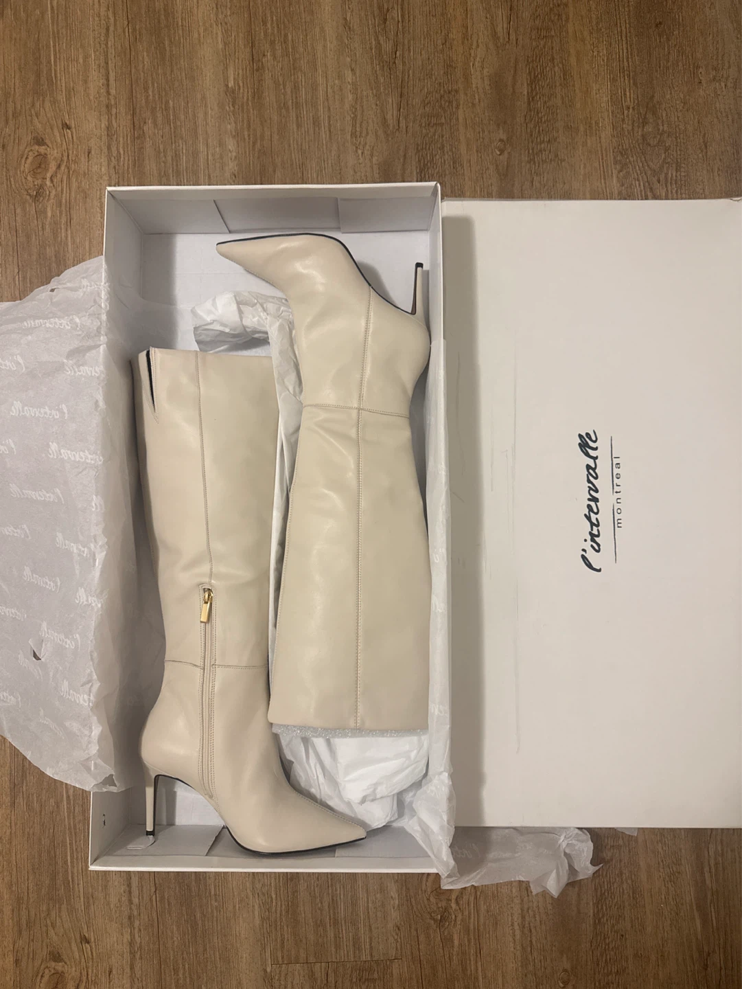 L'intervalle Bushra Cream Knee-High Boots - SIZE 38