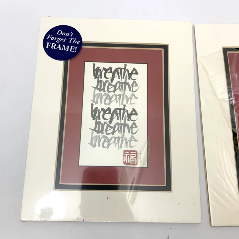 Calligraphy Art Prints Framed Wall Home Decor Breathe Set Of 2 - photo 2