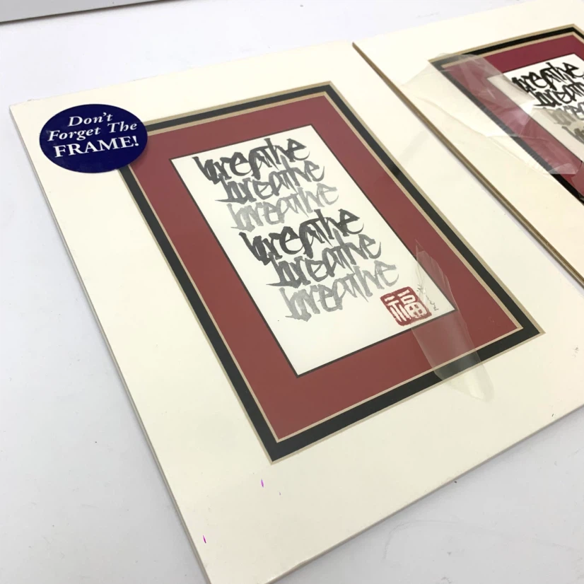 Calligraphy Art Prints Framed Wall Home Decor Breathe Set Of 2 - photo 3