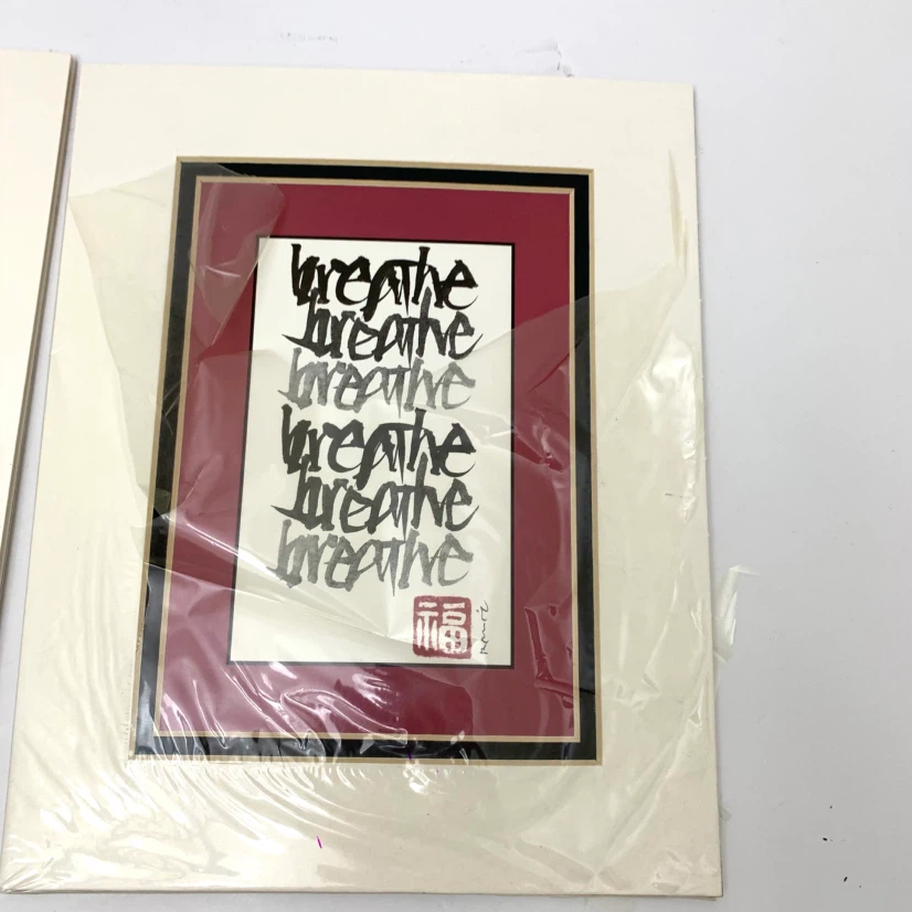 Calligraphy Art Prints Framed Wall Home Decor Breathe Set Of 2 - photo 4