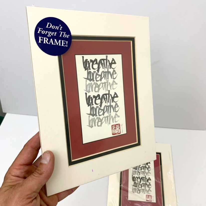 Calligraphy Art Prints Framed Wall Home Decor Breathe Set Of 2 - photo 5