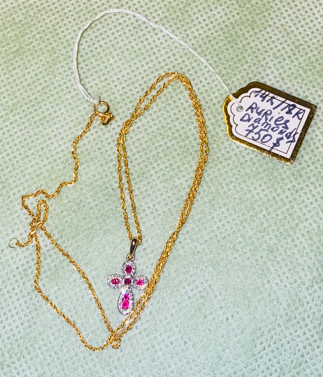 14K/18K Yellow Gold . Rubies & Diamonds pendant - photo 2
