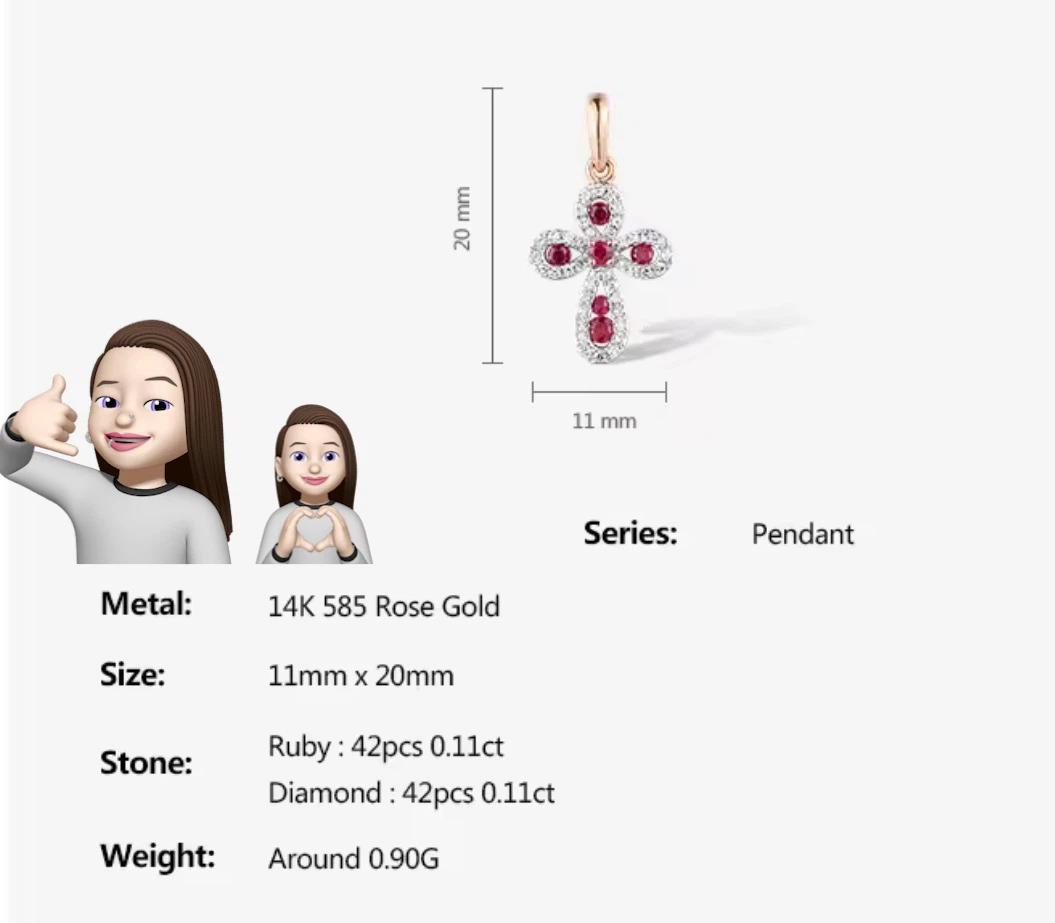 14K/18K Yellow Gold . Rubies & Diamonds pendant - photo 3