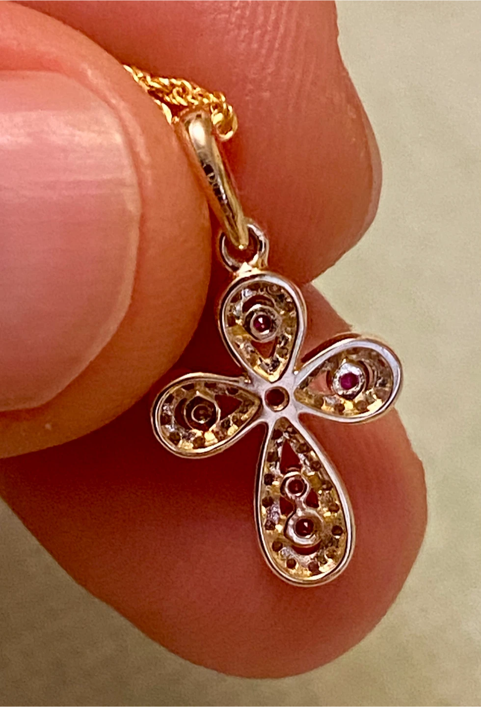 14K/18K Yellow Gold . Rubies & Diamonds pendant - photo 4