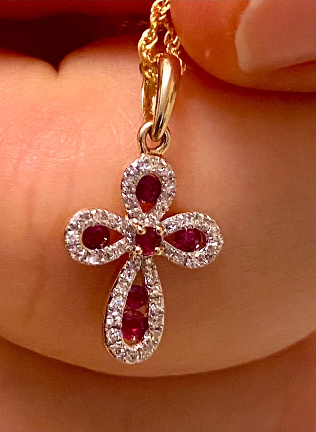 14K/18K Yellow Gold . Rubies & Diamonds pendant - photo 5