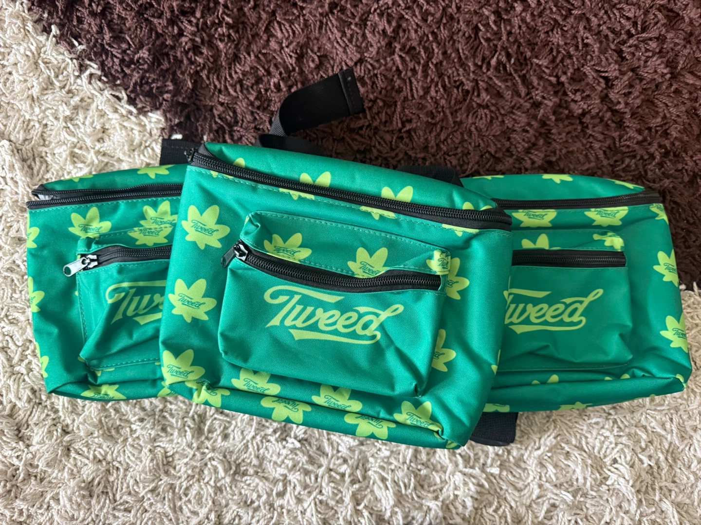 Tweed Insulated Green Fanny Pack w/ Detachable Koozie