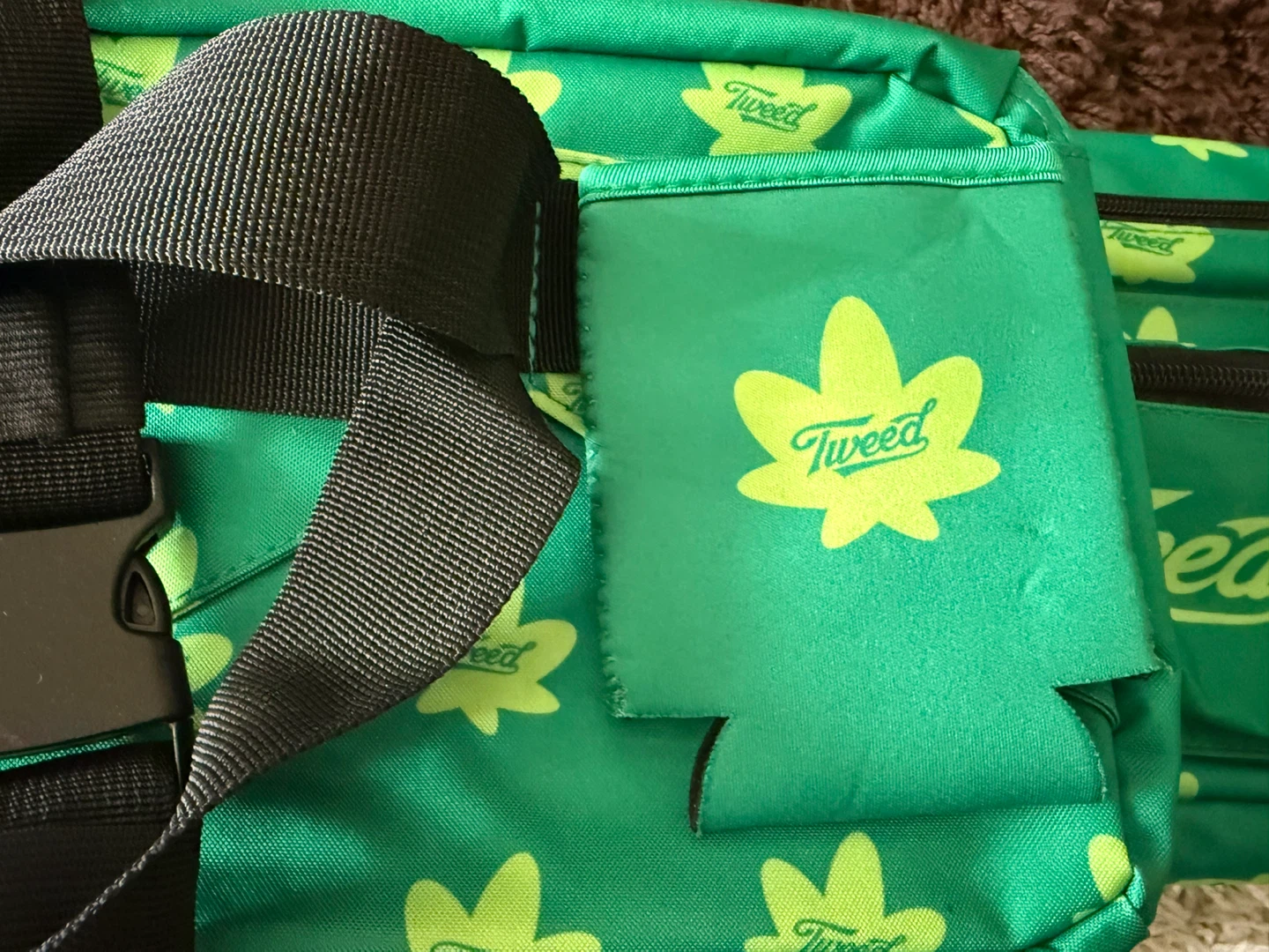 Tweed Insulated Green Fanny Pack w/ Detachable Koozie - photo 2