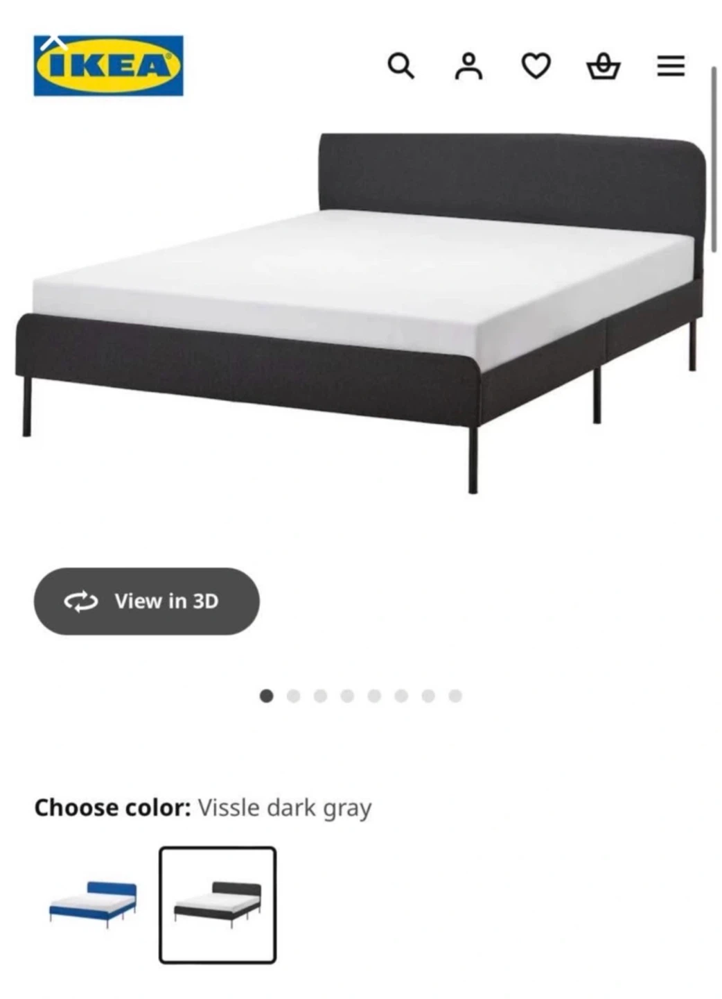 IKEA SLATTUM Upholstered Bed Frame - Full, Gray