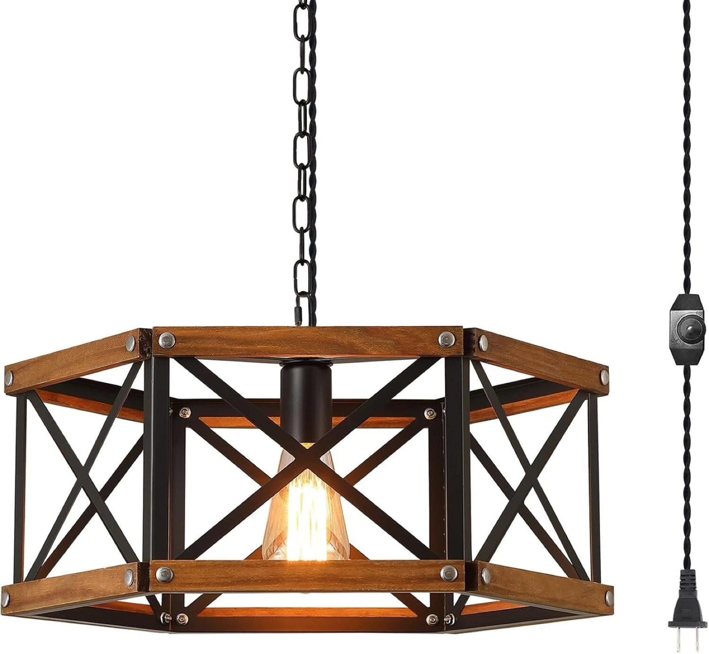 Rustic Farmhouse Large Plug in Pendant Light