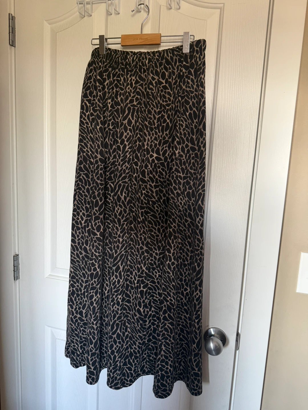Black and Tan Patterned Maxi Skirt