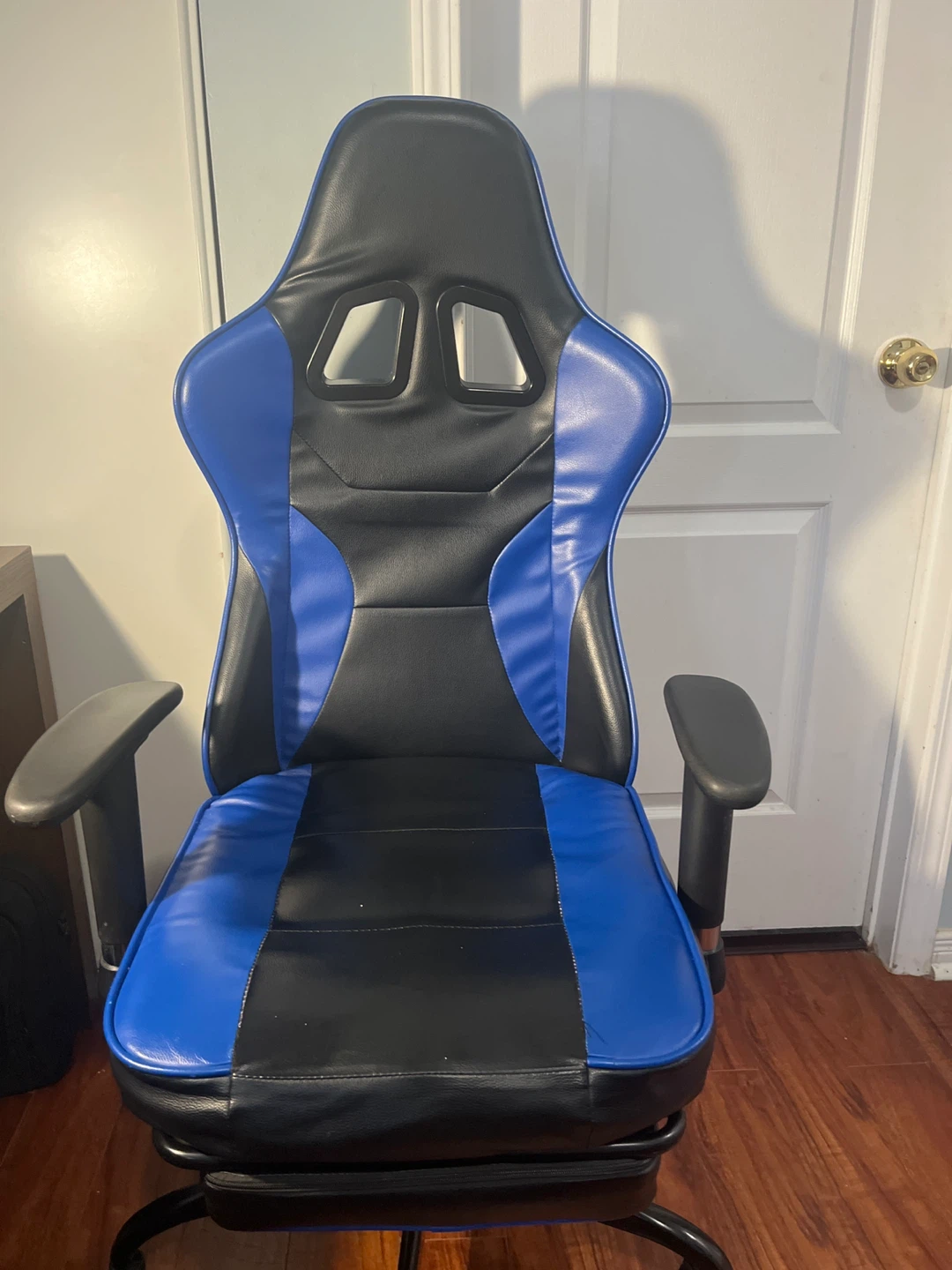 Blue and Black Gaming Chair with Footrest