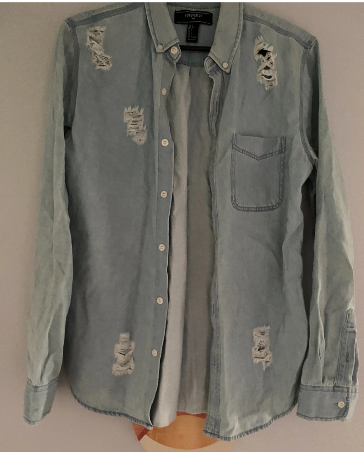 Forever 21 Distressed Denim Shirt