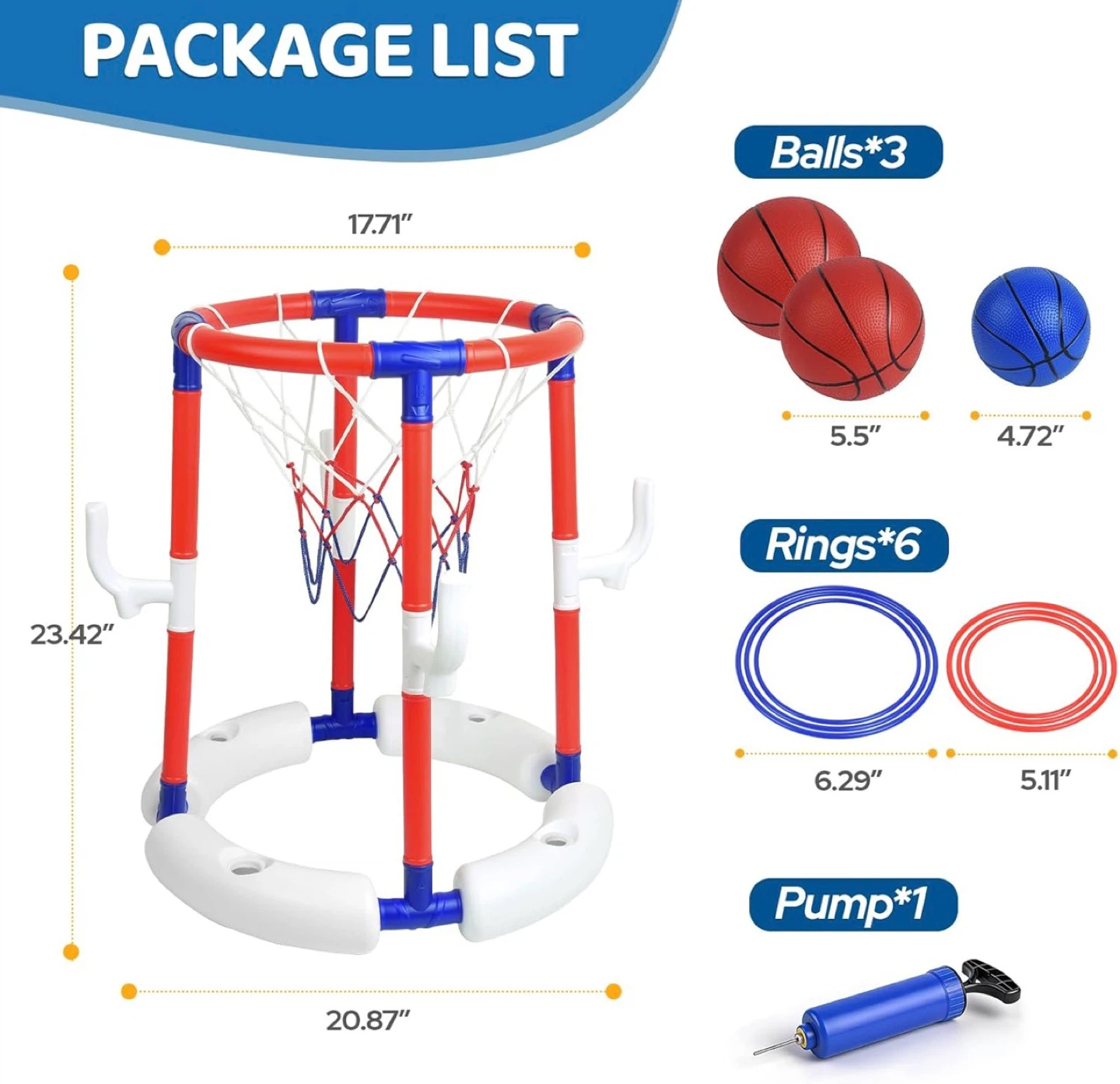 Kids Pool Basketball Hoop and Ring Toss Game Set - photo 2