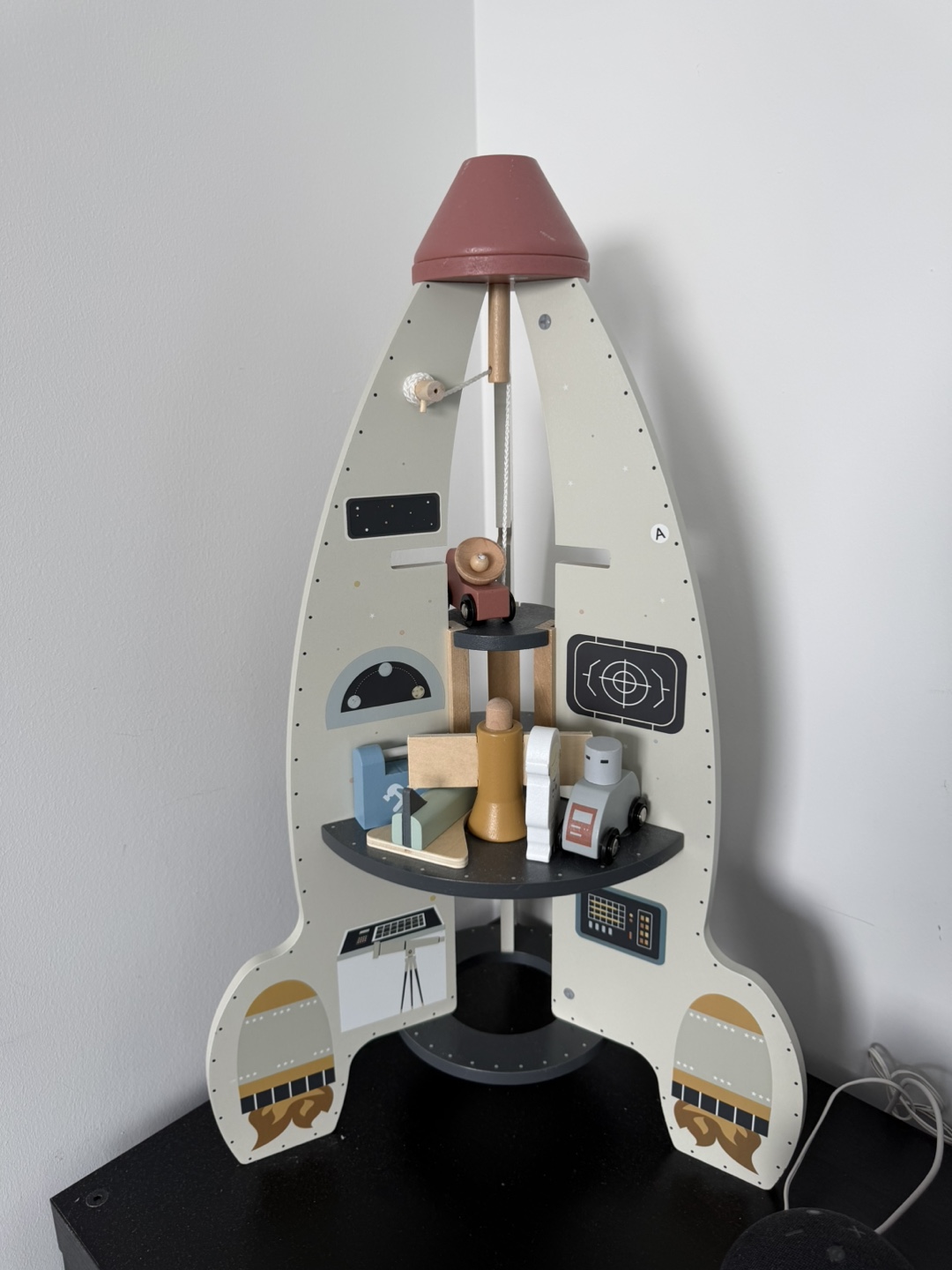 Wooden Rocket Toy Shelf