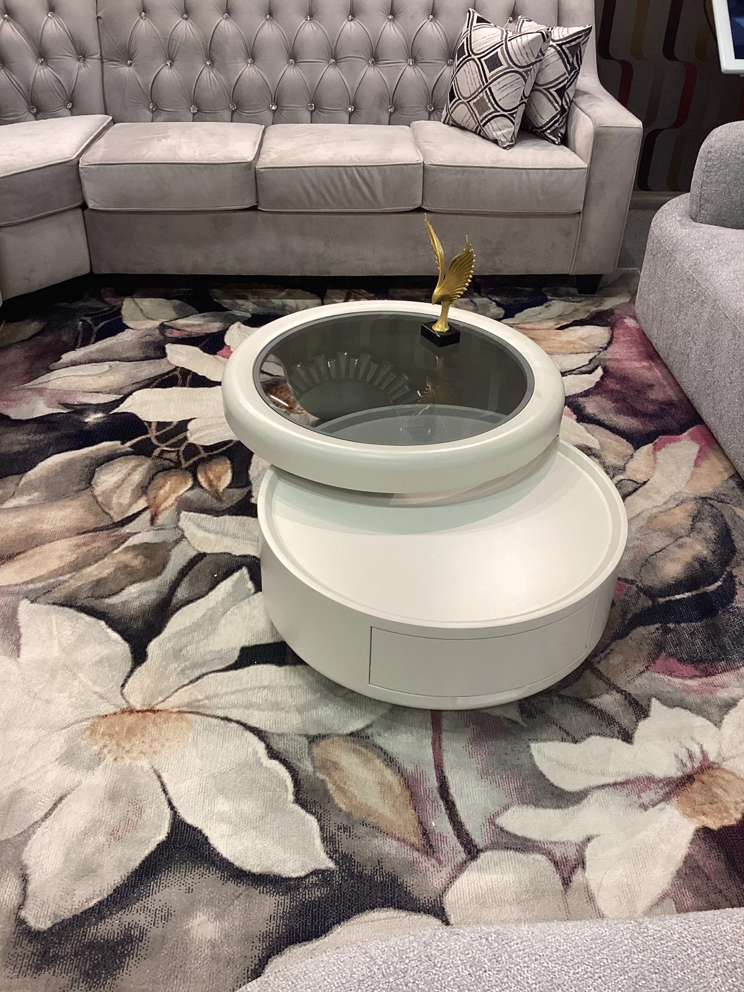Modern Round Coffee Table with Storage