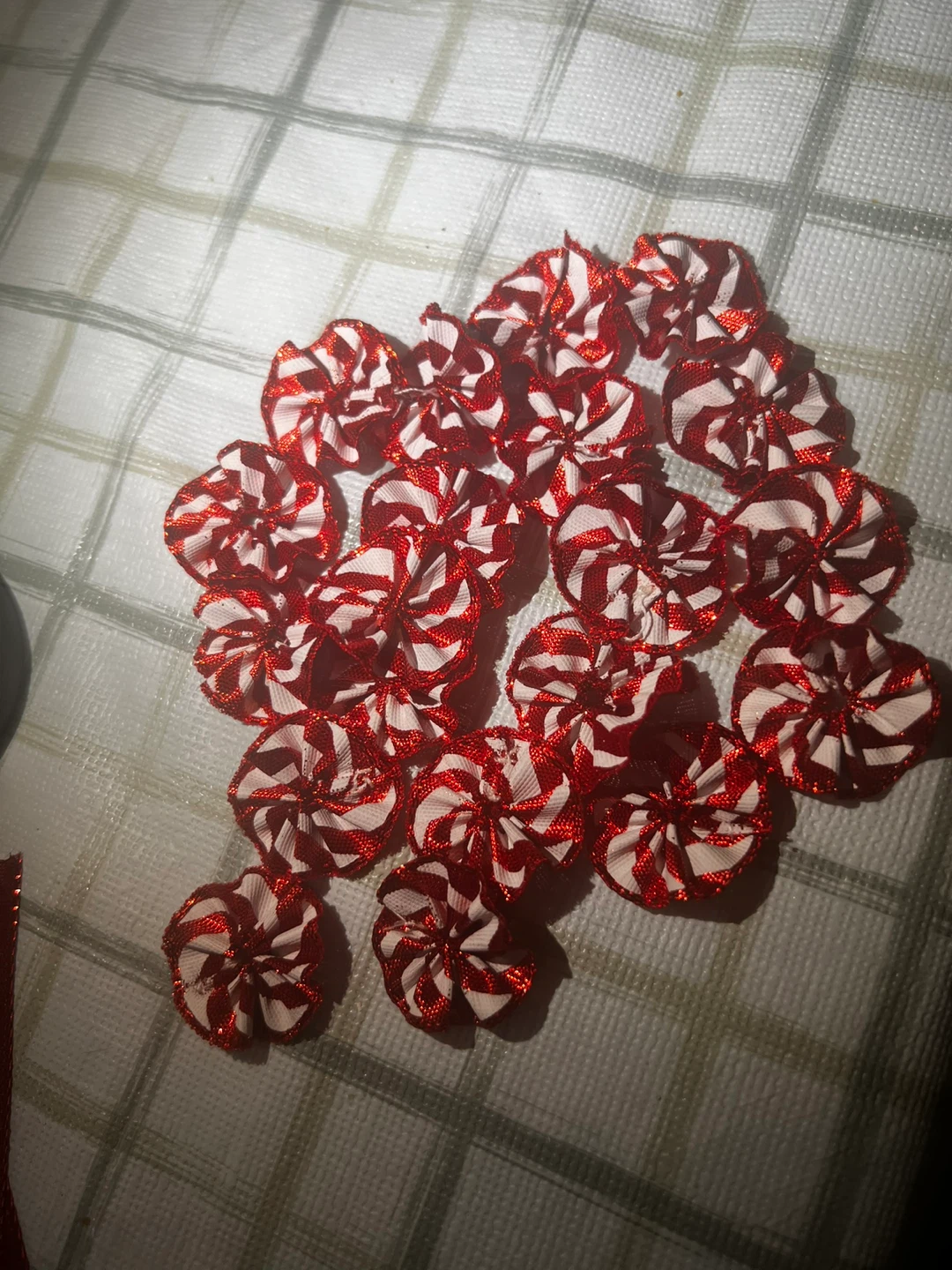 Handmade Craft Embellishments - Red and White Swirls - photo 2