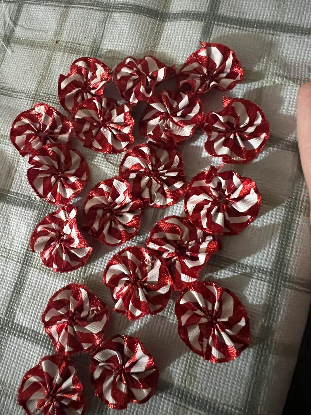 Handmade Craft Embellishments - Red and White Swirls - photo 3