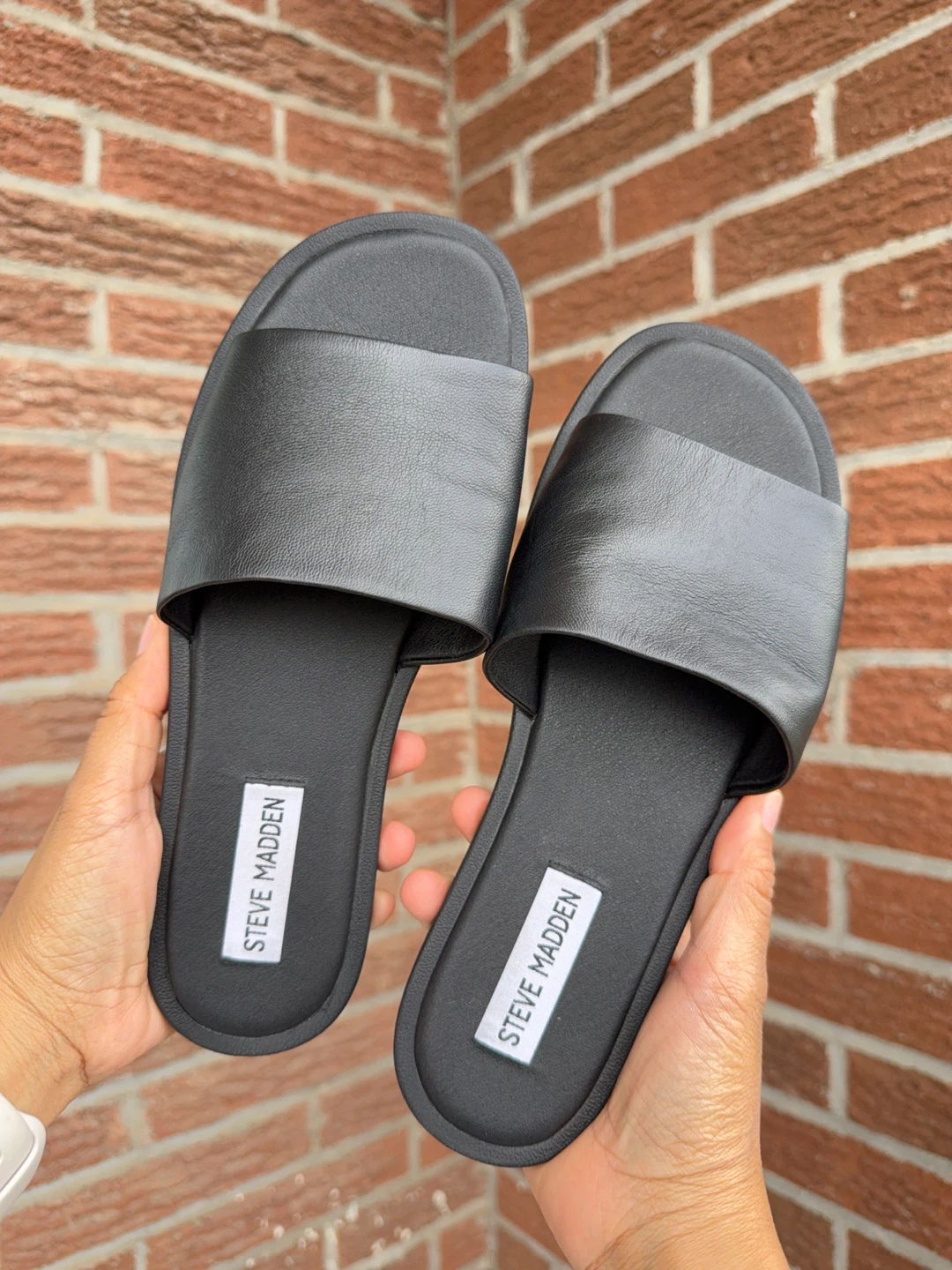 Steve Madden Black Slide Sandals Size 7.5