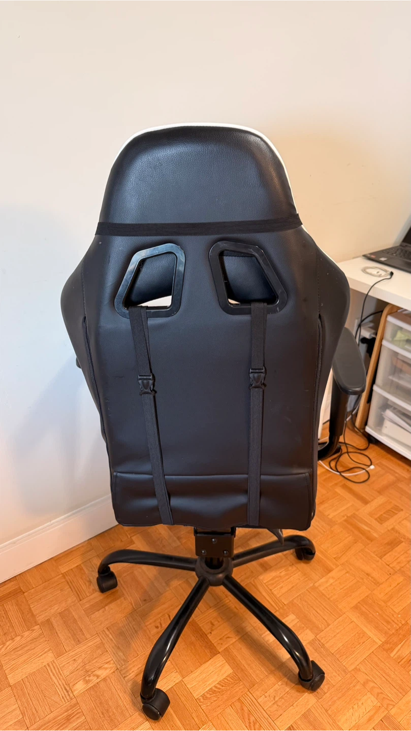 Black and White Gaming Chair with Footrest - photo 4