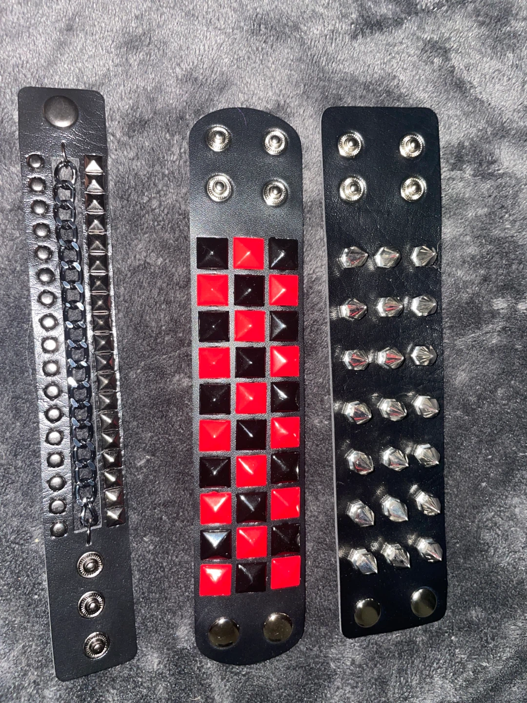 Set of 3 Studded & Spiked Bracelets