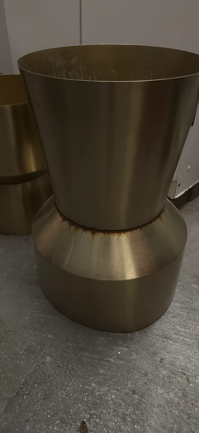Two Gold Metal Decorative Planter Pots - photo 2