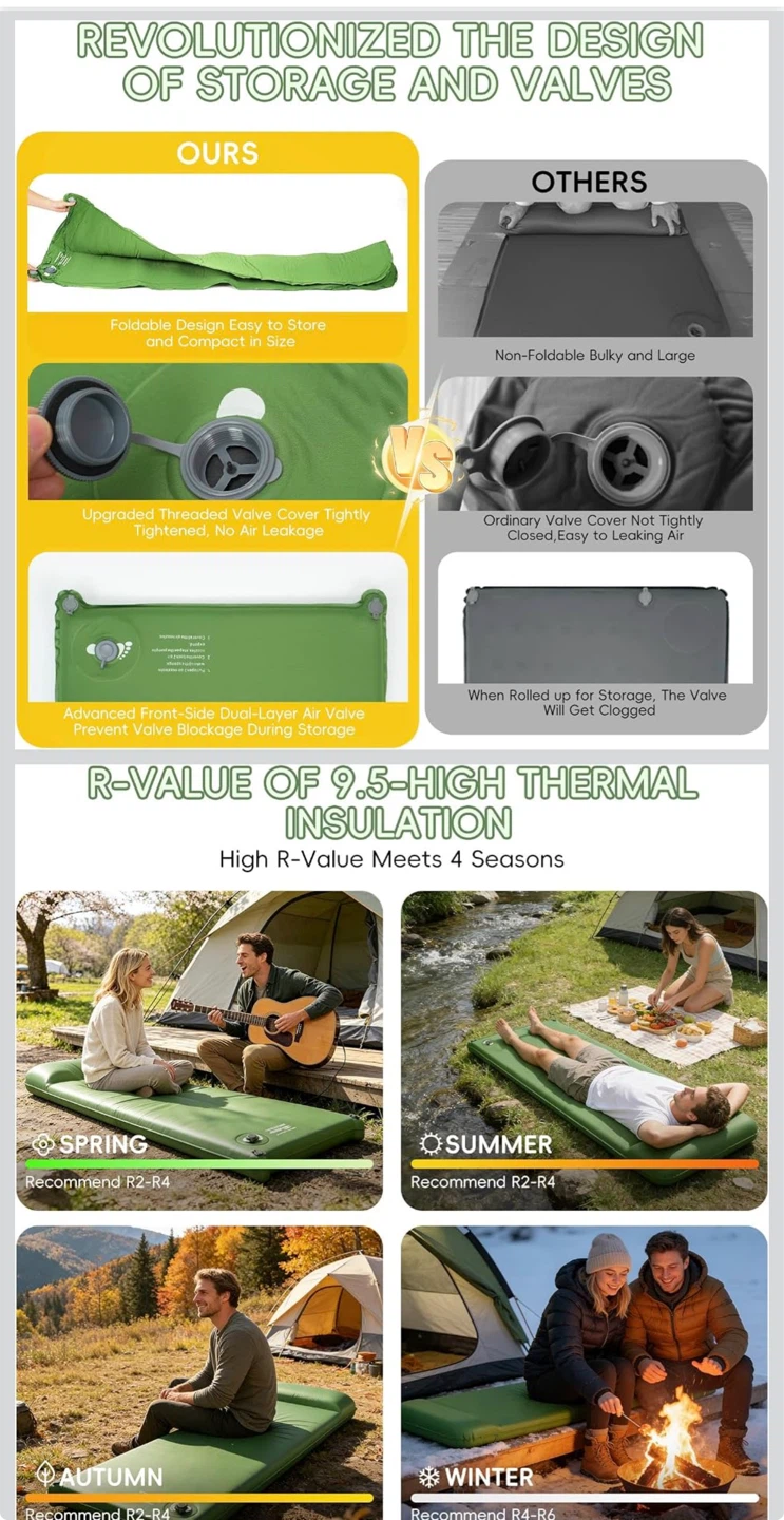 Green Self-Inflating Camping Sleeping Pad - photo 4