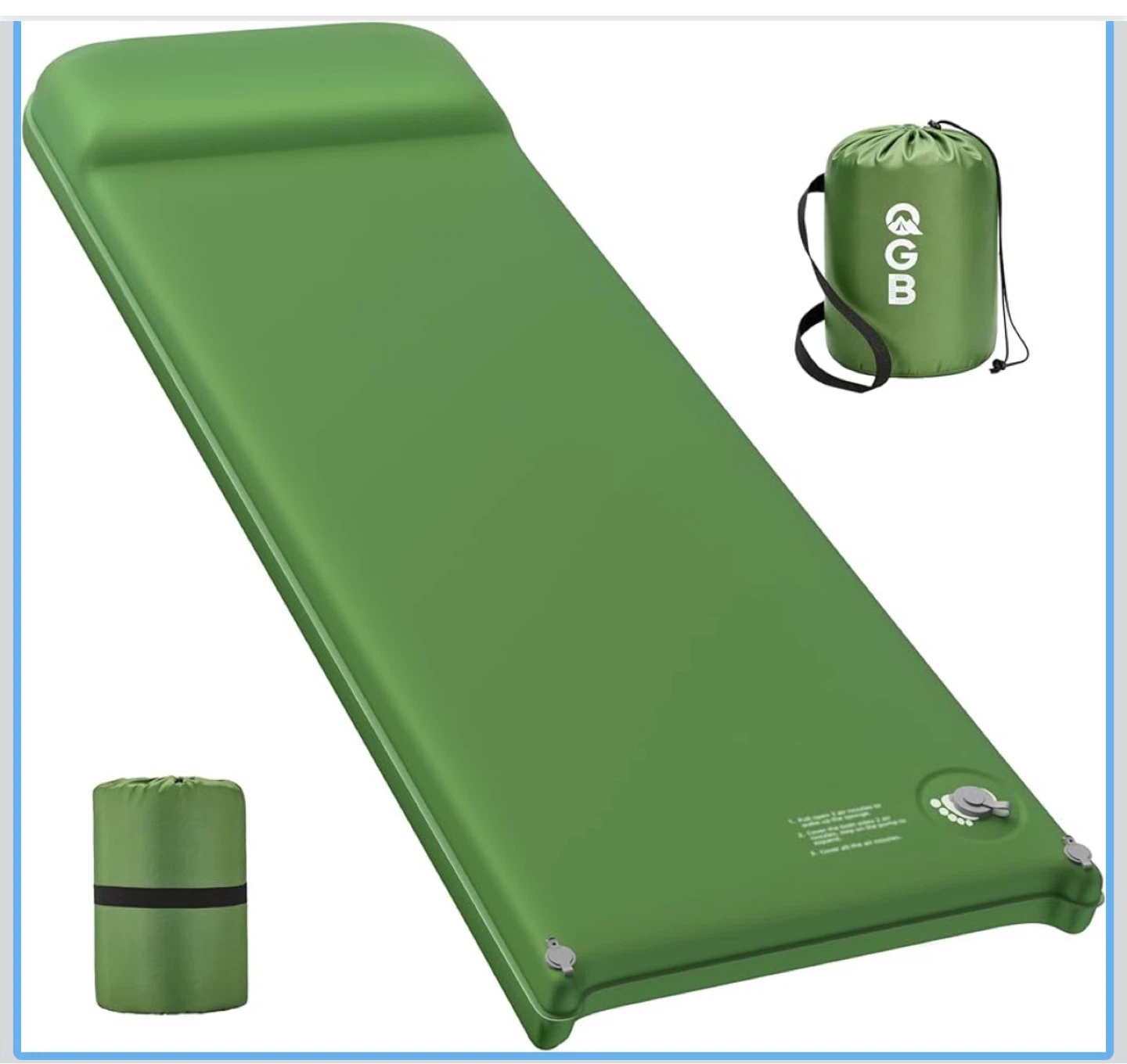 Green Self-Inflating Camping Sleeping Pad