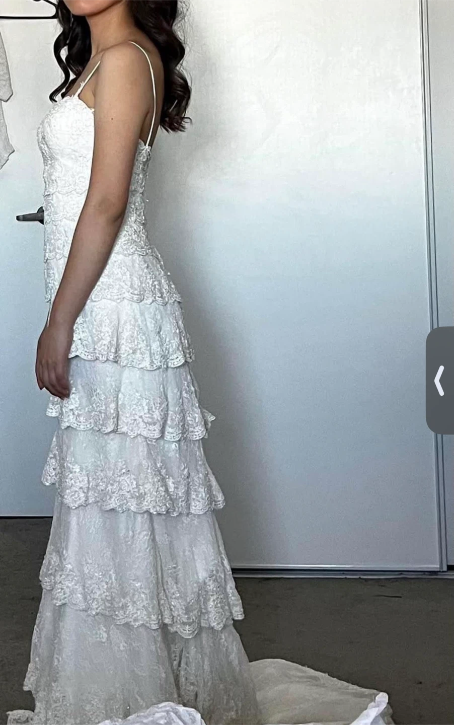 Ivory Lace Tiered Strapless Wedding Dress - photo 5