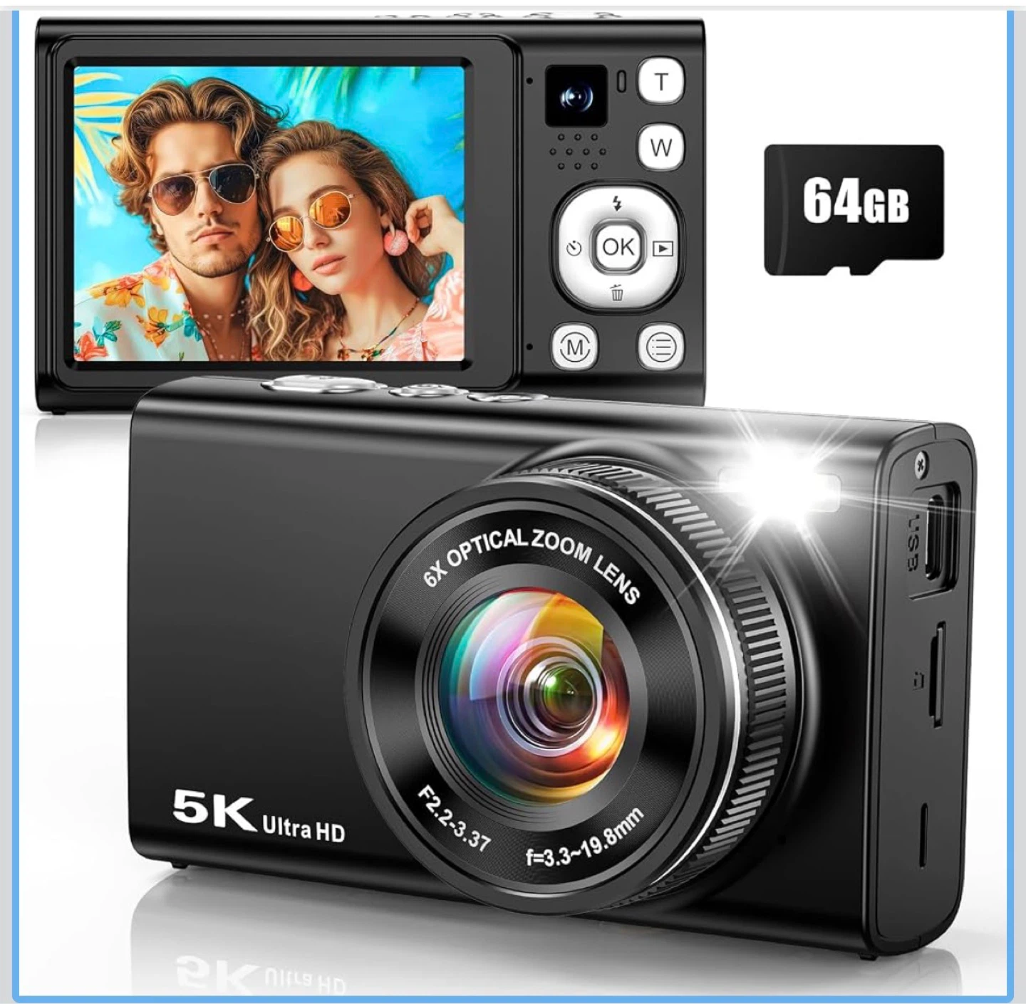 5K Ultra HD Digital Camera with 6X Optical Zoom