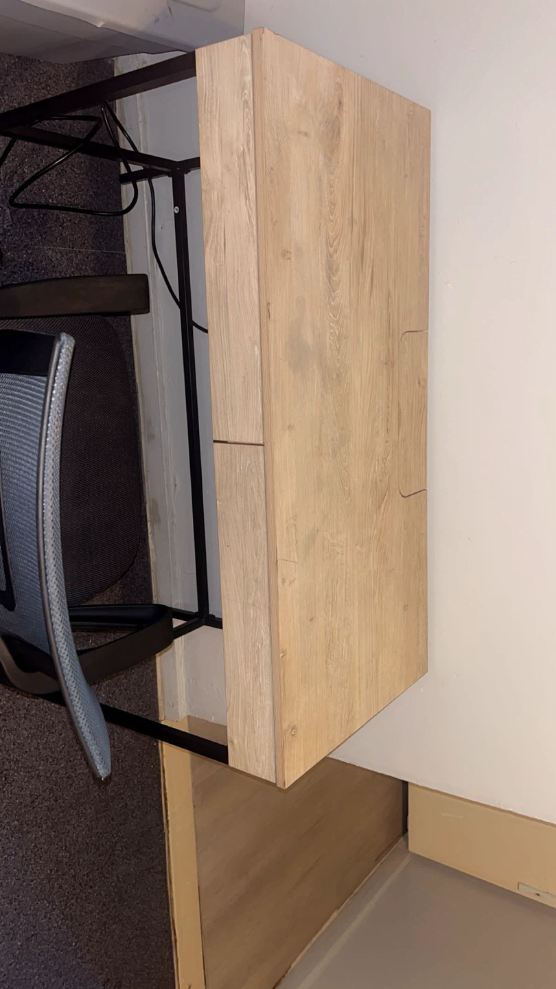 Light Wood Grain Storage Unit with Black Frame