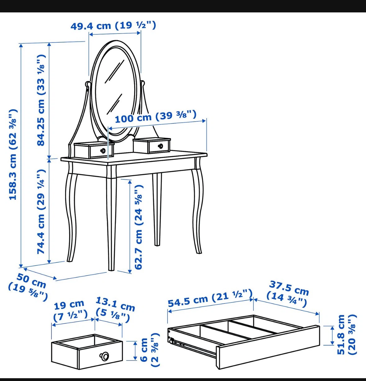 White Oval Vanity Table with Mirror and Drawers - photo 4