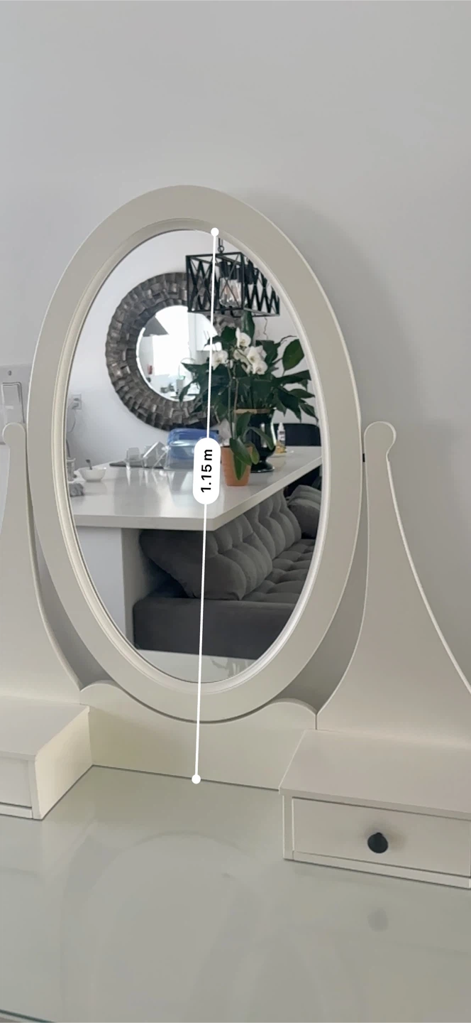 White Oval Vanity Table with Mirror and Drawers - photo 5