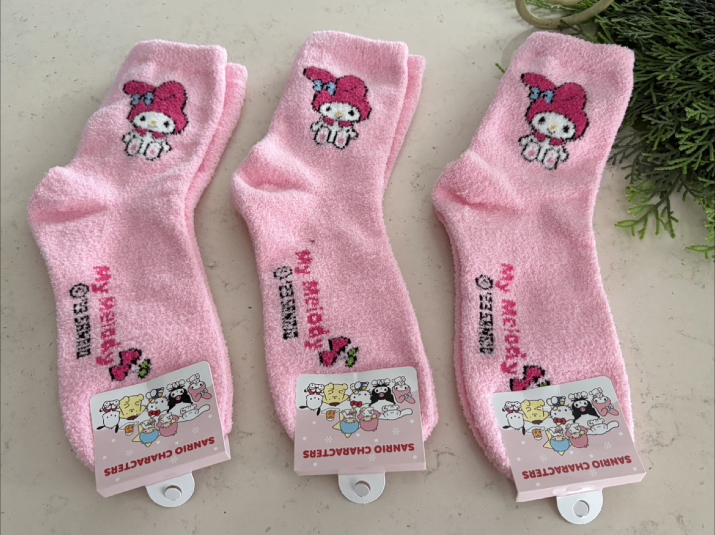 Pink My Melody Fluffy Character Socks