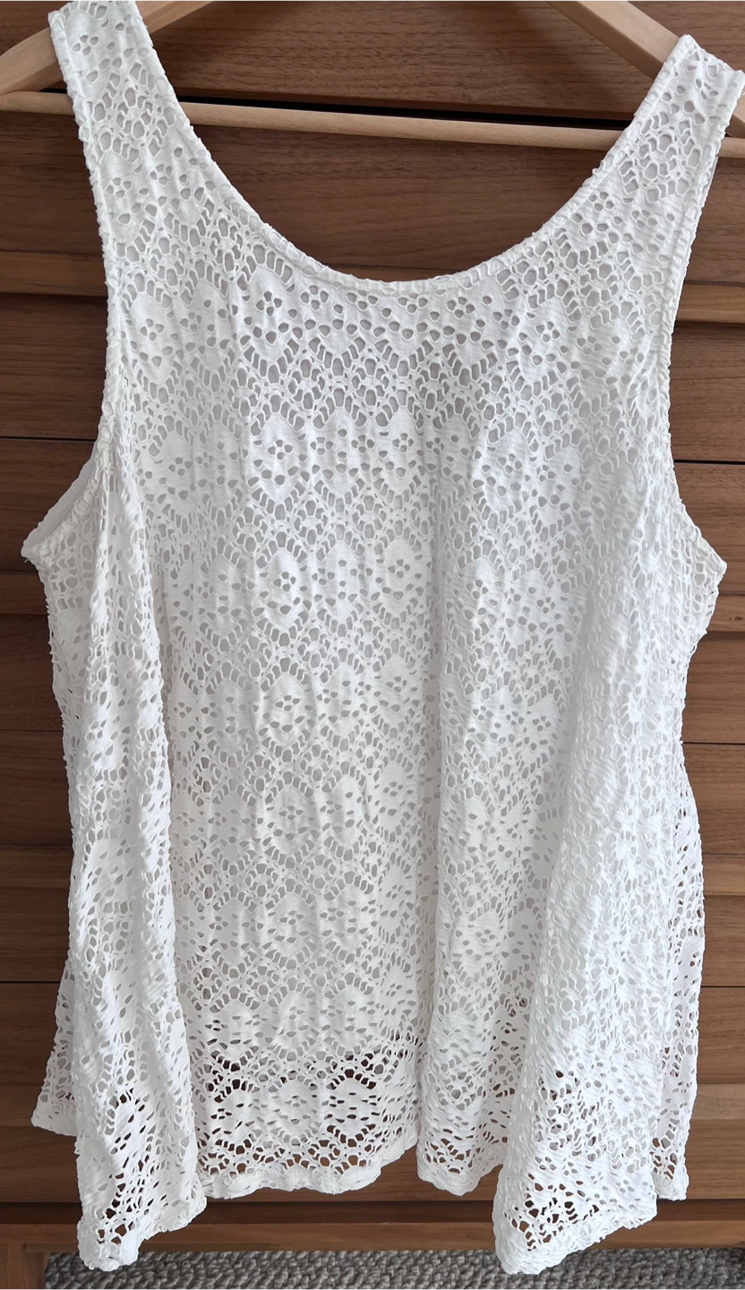Deletta White Lace Tank Top XL