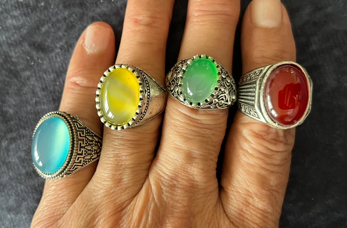 Beautiful Set of 4 Men's 50 dollars Stone Rings