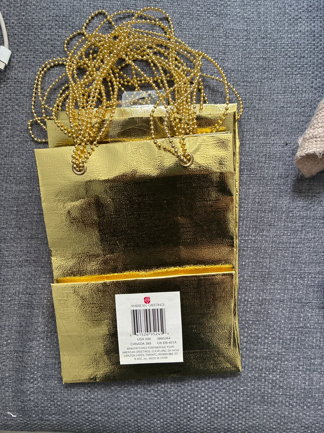 American Greetings Gold Gift Bags with Beaded Handles